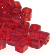 Miyuki Squares 3mm 0141 Red Transparent Qty:10g