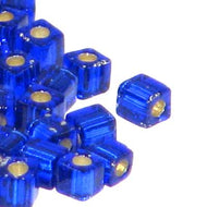 Miyuki Squares 3mm 0020 Cobalt Blue Transparent Silver Lined Qty:10g