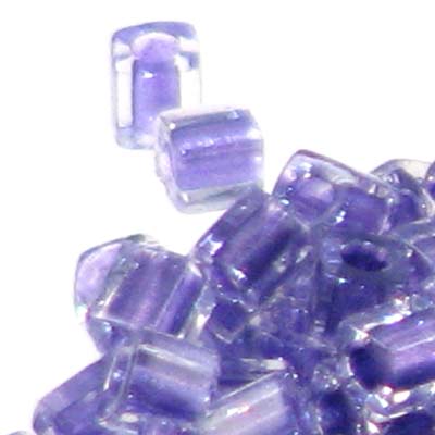 Miyuki Squares 3mm 2607 Crystal/Purple Color Lined Qty:10g
