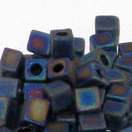 Miyuki Squares 3mm 0401FR Black Opaque Matte AB Qty:10g