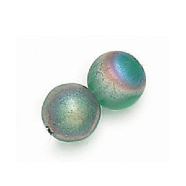 Czech Druk Rounds 3mm Frosted Teal Vitrail Light Qty: 50