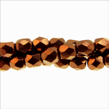 Load image into Gallery viewer, Czech Faceted Fire Polished Rounds 4mm Dark Bronze Qty:50
