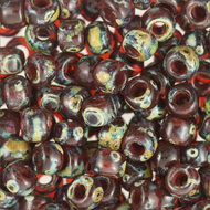 Miyuki Rocailles 8/0 4503 Red Brown Transparent Picasso 