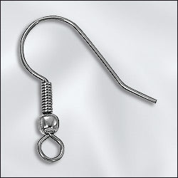 Gunmetal Earring Hooks with 3mm Ball and Spring Qty:10