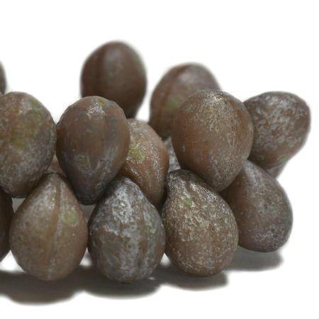 Czech Drop Bead 5x7mm Etched Mulberry & Grey Qty: 50