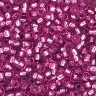 Czech Seedbeads 11/0 Magenta (Pink) Dyed Silver Lined