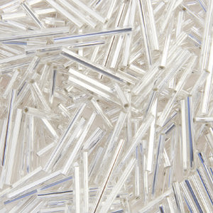 Czech Bugles 25mm Crystal Silver Lined Qty:40