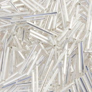 Czech Bugles 25mm Crystal Silver Lined Qty:40