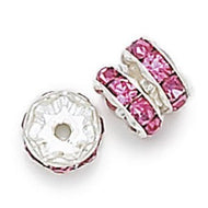 Rhinestone & Silver Metal Rondelle 6mm Rose Qty:1