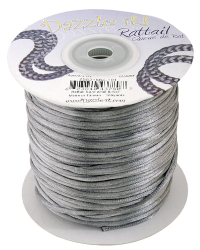 Rattail Cord 2mm Silver Qty:5 Yards