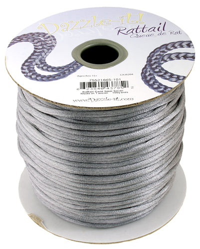 Rattail Cord 3mm Silver Qty:5 yards