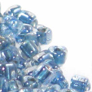 Miyuki Triangles 8/0 1115 Crystal/Dark Blue Color Lined Qty:10g