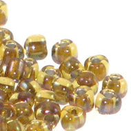 Miyuki Triangles 8/0 1126 Crystal/Yellow Gold Color Lined Qty:10g