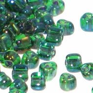 Miyuki Triangles 8/0 1812 Green/Amber Color Lined Qty:10g