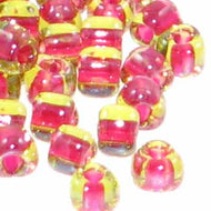 Miyuki Triangles 8/0 1820 Lime/Fuchsia Color Lined Qty:10g
