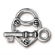 Antique Silver Toggle Lock & Key 25mm by Tierracast Qty:1
