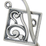 Antique Silver Toggle Scrolling Square 17mm Qty:1