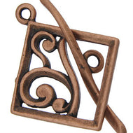 Antique Copper Toggle Scrolling Square 17mm Qty:1
