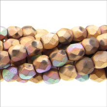 Load image into Gallery viewer, Czech Faceted Fire Polished Rounds 4mm Glittery Matte Bronze Qty:40 strung
