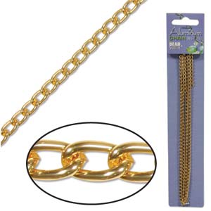 Anodized Aluminum Chain 6x3.6mm Bright Gold Qty:3ft