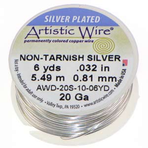 Artistic Wire 20 Gauge Silver Plated Non-Tarnish Silver Qty:6 Yd