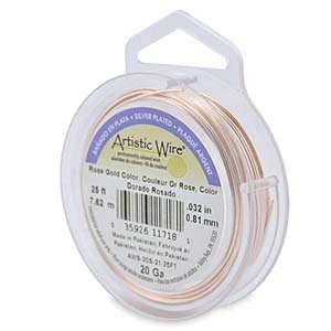 Artistic Wire 24 Gauge Silver Plated Rose Gold Qty:15 Yd Spool