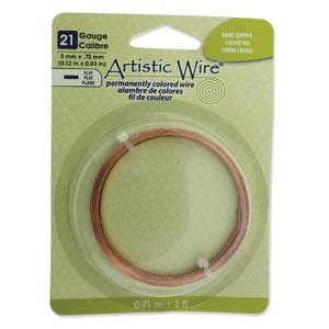 Artistic Wire Flat 21 Gauge Bare Copper Qty:3ft/0.91m