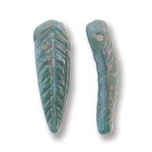 Load image into Gallery viewer, Czech Feathers 5x17mm Turquoise Nebula Qty:25
