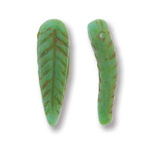 Load image into Gallery viewer, Czech Feathers 5x17mm Turquoise Travertine Qty:25
