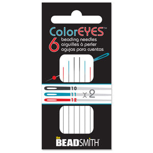 Pack of 6 Beading Needles Colored Eye Assorted #10, #11, #12