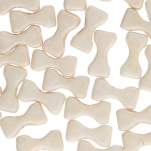 Czech Bow Tie Beads 6x12mm White Opaque Champagne Qty: 20