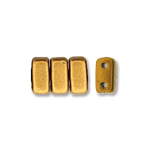 Czech Bricks 3x6mm Matte Metallic Goldenrod Qty: 50 strung