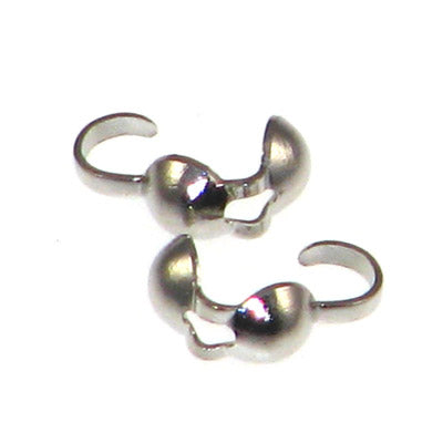 Rhodium Color Bead Tips 3.5mm Qty:100