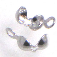 Rhodium Color Bead Tip Cap Connector 3.5x1.7mm 1 Ring Qty:100
