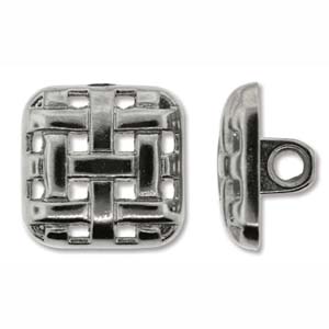 Button Woven Square Silver Plated 20mm Qty:1
