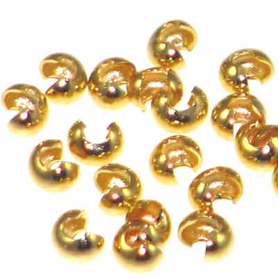 Gold Plated Crimp Covers 3mm Quantity:100