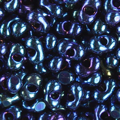 Czech Farfalle Beads Cut 2x4mm Opaque Blue Iris Qty:10g
