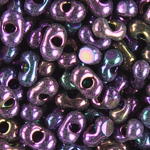 Czech Farfalle Beads Cut 2x4mm Opaque Purple Iris Qty:10g