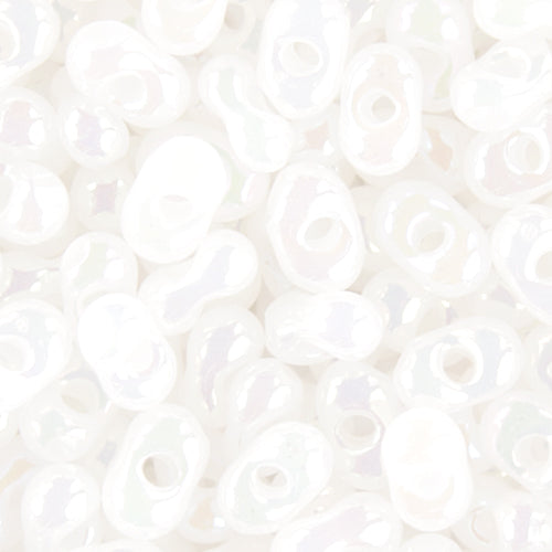 Czech Farfalle Beads Cut 2x4mm White Ceylon AB Qty:10g