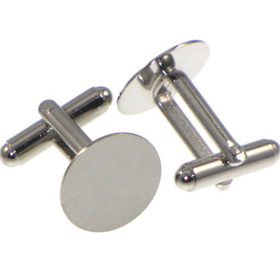 Cuff Links with Flat Mount 15mm Nickel Qty:2