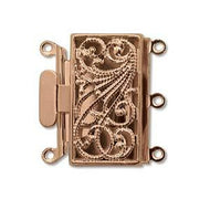 Bright Copper Plated Push Pull Clasp 3 Strand Filigree 13x22mm Qty:1