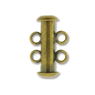 Antique Brass Plated Multi Strand Slide Clasp 16mm 2 Strand Qty:3
