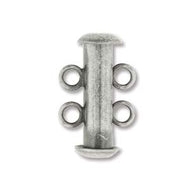 Antique Silver Plated Multi Strand Slide Clasp 16mm 2 Strand Qty:3
