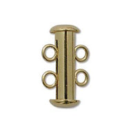 Gold Plated Multi Strand Slide Clasp 16mm 2 Strand Qty:3