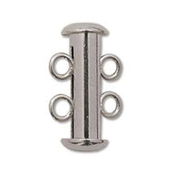 Silver Plated Multi Strand Slide Clasp 16mm 2 Strand Qty:3