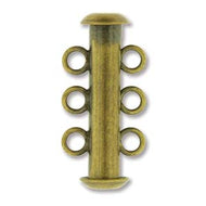 Antique Brass Plated Multi Strand Slide Clasp 21mm 3 Strand Qty:3