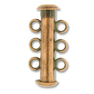 Antique Copper Plated Multi Strand Slide Clasp 21mm 3 Strand Qty:3
