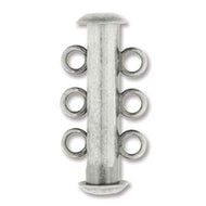 Antique Silver Plated Multi Strand Slide Clasp 21mm 3 Strand Qty:3