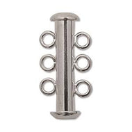Silver Plated Multi Strand Slide Clasp 21mm 3 Strand Qty:3