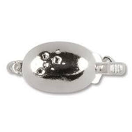 Bright Rhodium Plated Push/Pull Clasp Starry Oval 24.5x10.6mm Qty:1